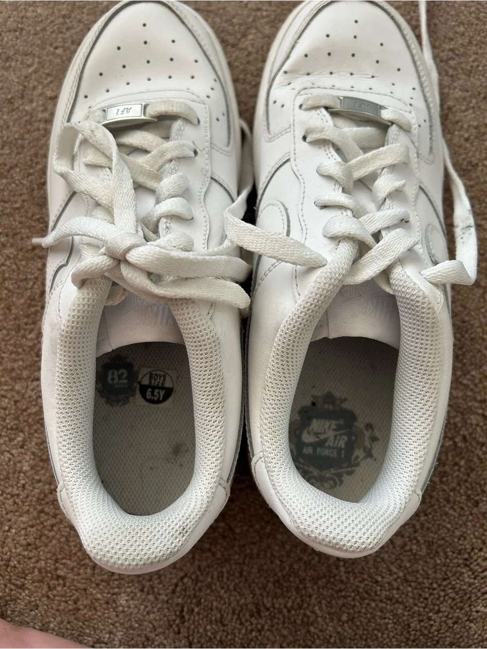 Nike Air Force 1 Low Triple White Sneakers Shoes Youth Size 6.5Y